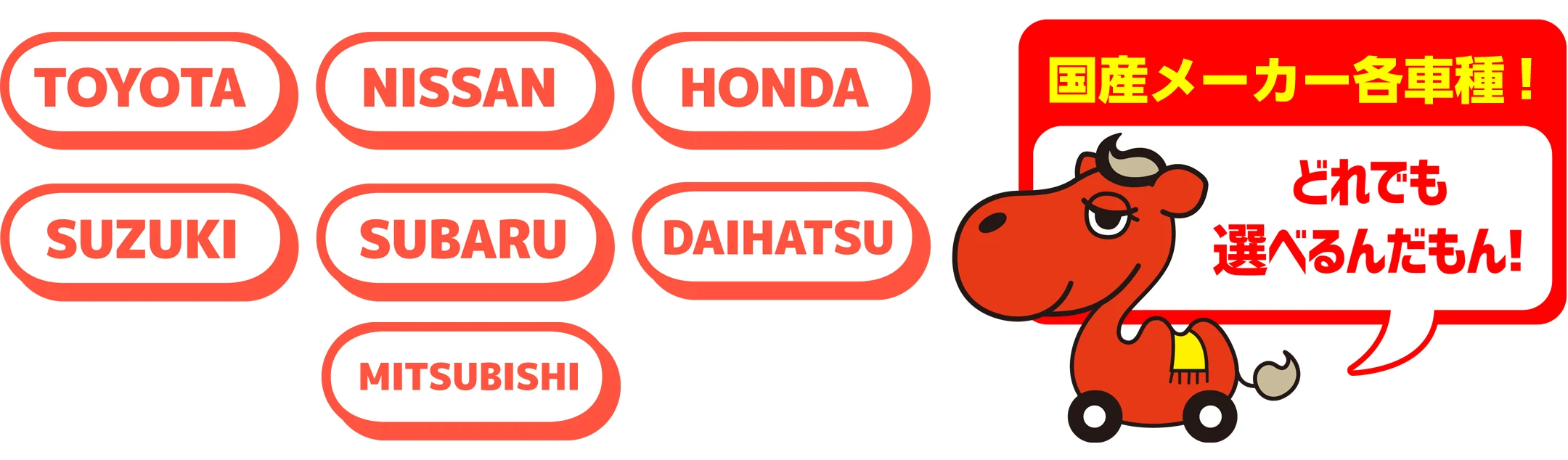 国産メーカーの車種から選べることを示す図